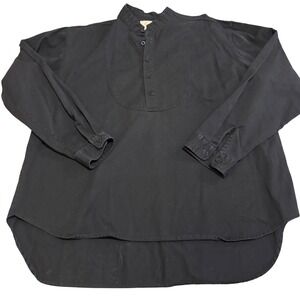Scully Mens Black Western Bib Front Shirt RW023 Band Collar Pullover XL